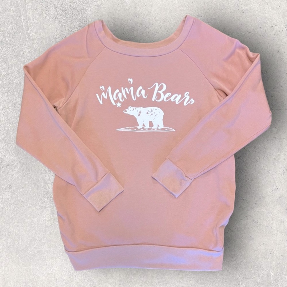 Pink Mama Bear Maternity Sweatshirt